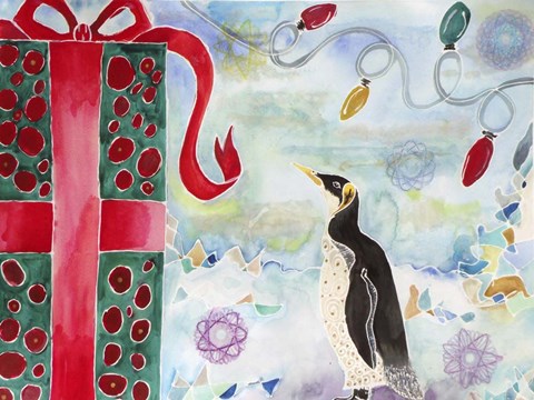 Framed Merry Christmas Penguin Print