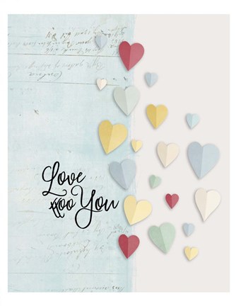 Framed Love You Colorful Hearts Print