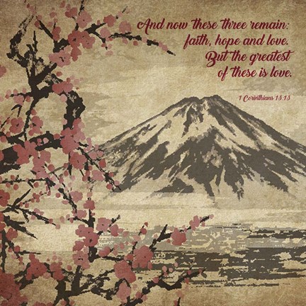 Framed 1 Corinthians 13:13 Faith, Hope and Love (Japanese) Print