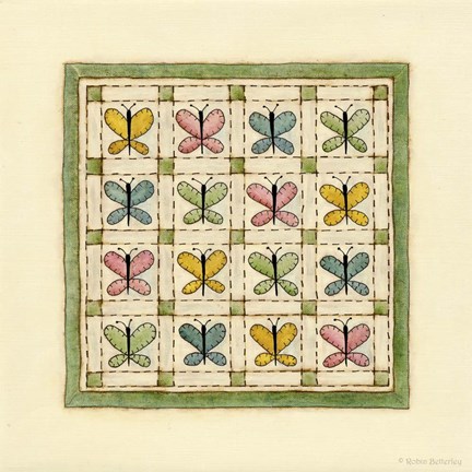 Framed Butterfly Patchwork Print