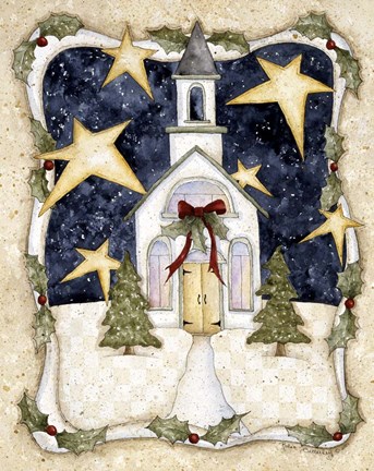 Framed Christmas Church Print