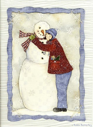 Framed Frosty Winter Hug Print