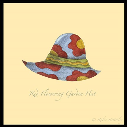 Framed Red Flowering Garden Hat Print