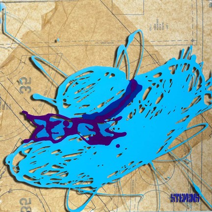 Framed Blue Floppy Purple Bow Print