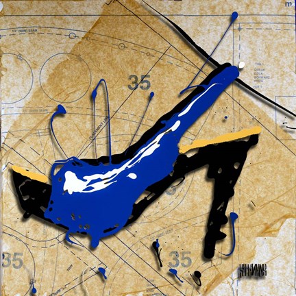 Framed Blue Heel Print