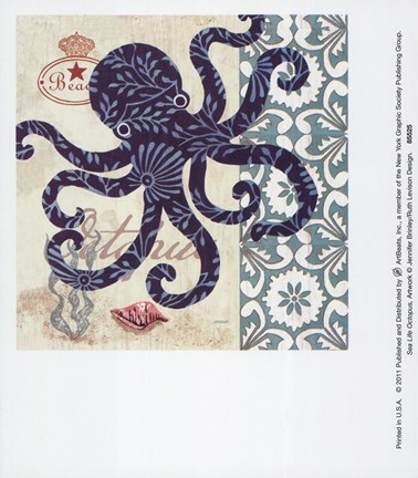 Framed Sea Life Octopus Print
