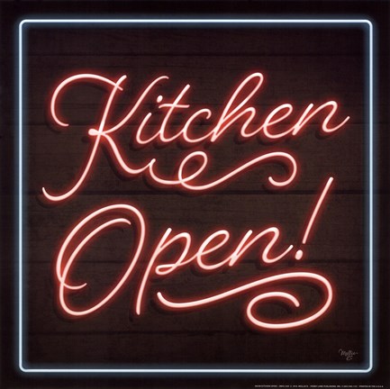 Framed Neon Kitchen Open Print