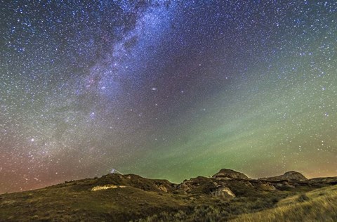 Framed Northern Autumn Stars and Constellations rising over Dinosaur Provincial Park Print