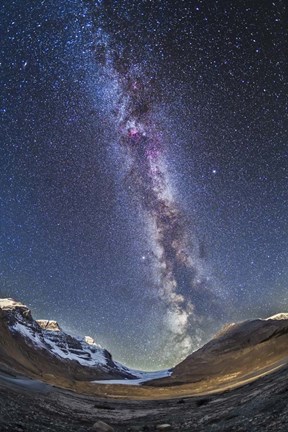 Framed Milky Way over the Columbia Icefields in Jasper National Park, Canada Print