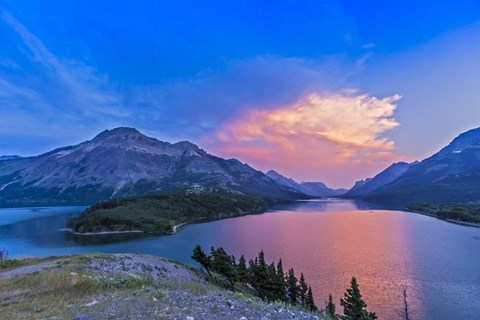 Framed Sunset at Waterton Lakes National Park, Alberta, Canada Print