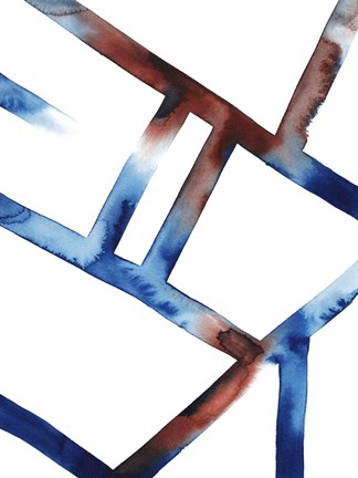 Framed Blue &amp; Red Chutes I Print