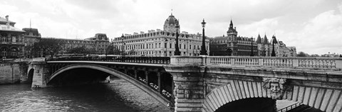 Framed Pont Notre-Dame over Seine River, Palais de Justice, La Conciergerie, Paris, France Print