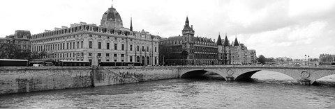 Framed Pont au Change over Seine River, Palais de Justice, La Conciergerie, France Print