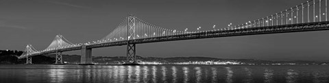Framed Bay Bridge at dusk, San Francisco, California BW Print