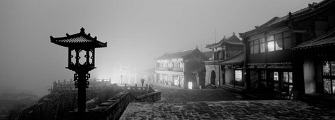Framed Buildings lit up at night, Mount Taishan, Shandong Province, China Print