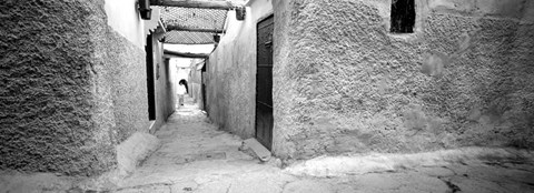 Framed Medina Old Town, Marrakech, Morocco (black &amp; white) Print