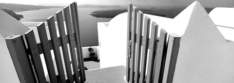 Framed Gate at the terrace of a house, Santorini, Greece Print