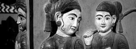 Framed Close-up of mural on a wall, Jaipur City Palace, Jaipur, Rajasthan, India Print