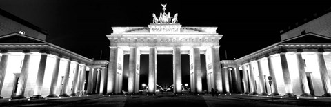 Framed Brandenburg Gate at night, Berlin, Germany Print