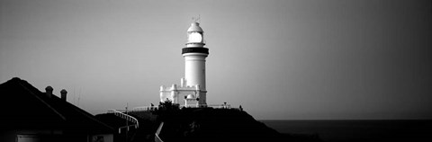 Framed Lighthouse at dusk, Broyn Bay Light House, New South Wales, Australia BW Print