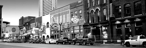 Framed Street scene at dusk, Nashville, Tennessee Print