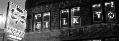Framed Pub lit up at night, Silky O&#39;Sullivan&#39;s, Beale Street, Memphis, Tennessee Print