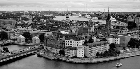 Framed High angle view of a city, Stockholm, Sweden BW Print