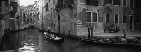 Framed Tourists in a Gondola, Venice, Italy (black &amp; white) Print