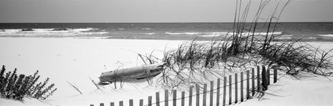 Framed Fence on the beach, Alabama, Gulf of Mexico Print