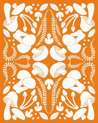 Framed Retro Mushroom Otomi Silhouette Print