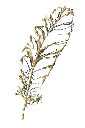Framed Gilded Turkey Feather I Print