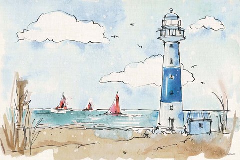 Framed Coastal Life II Print