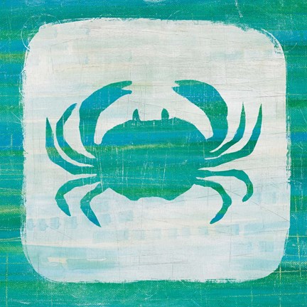 Framed Ahoy V Blue Green Print