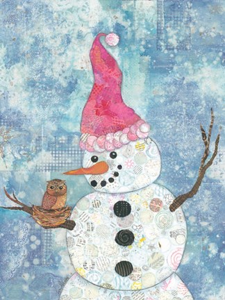 Framed Snowman with Owl Print