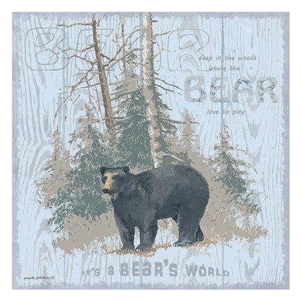 Framed Bear&#39;s World Gray (square) Print