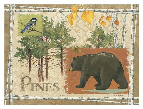 Framed Bl Bear Pines Print