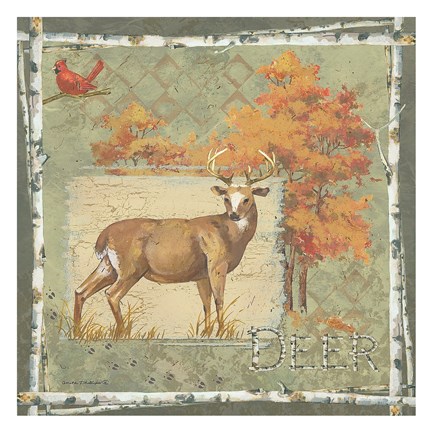 Framed Deer / Deer / Elk on Green Print