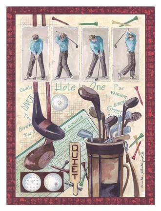 Framed Golf Clubs and Golf Balls Print