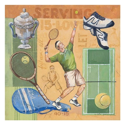 Framed Let's Play Tennis Print