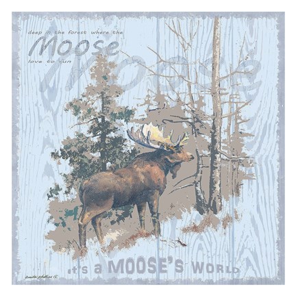 Framed Moose&#39;s World Gray (square) Print
