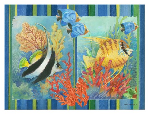 Framed Tropical Fish Goup II Print