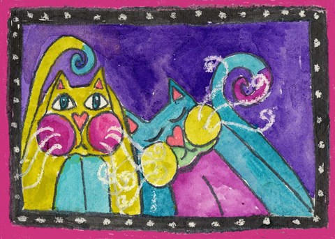 Framed Couple Of Funky Cats Print