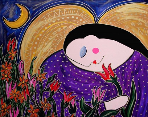 Framed Big Diva Angel With Flowers Print