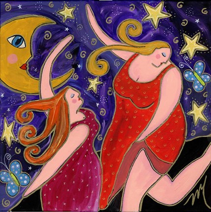 Framed Big Diva Moon Goddesses Dancing Print