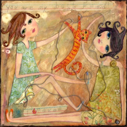 Framed Big Eyed Girl Best Friends Print