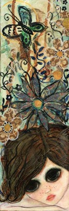 Framed Big Eyed Girl Daydream Garden Print