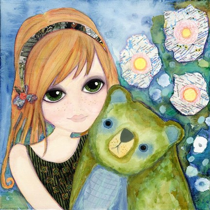 Framed Big Eyed Girl Fast Friends Print