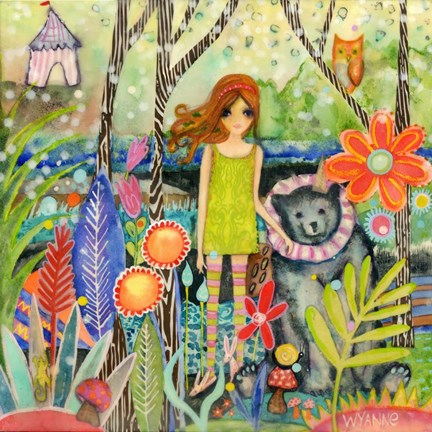 Framed Big Eyed Girl Fingers Crossed Print