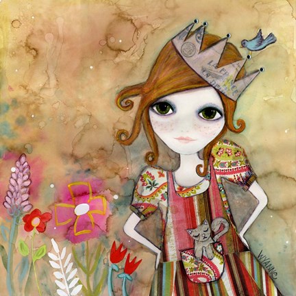 Framed Big Eyed Girl I Am The Queen (No Words) Print