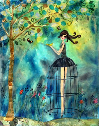 Framed Big Eyed Girl Second Thoughts Print